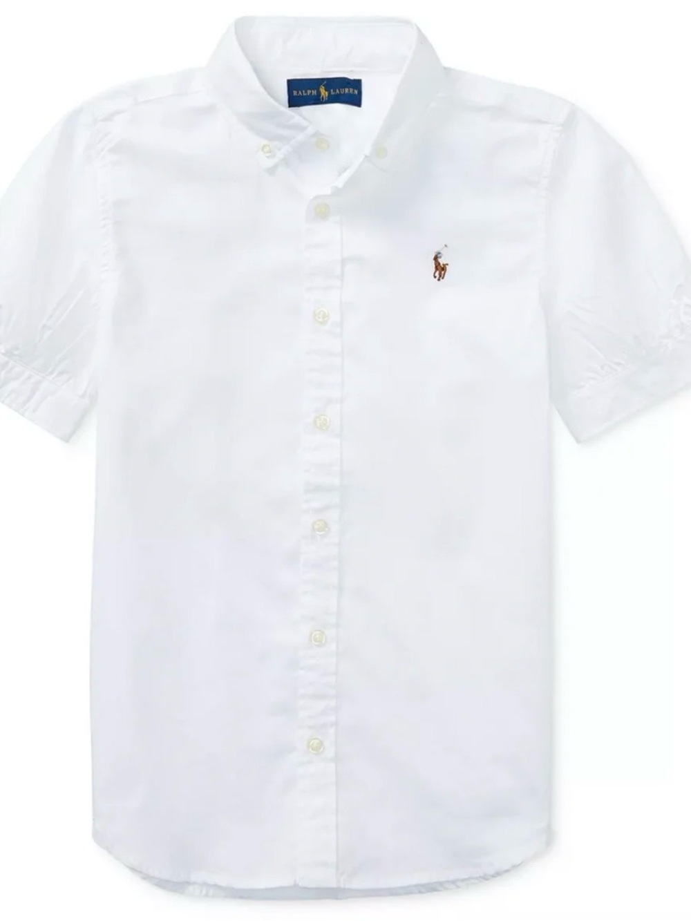Polo by Ralph Lauren White Short-Sleeve Button-Down Shirt with Embroidered Pony
